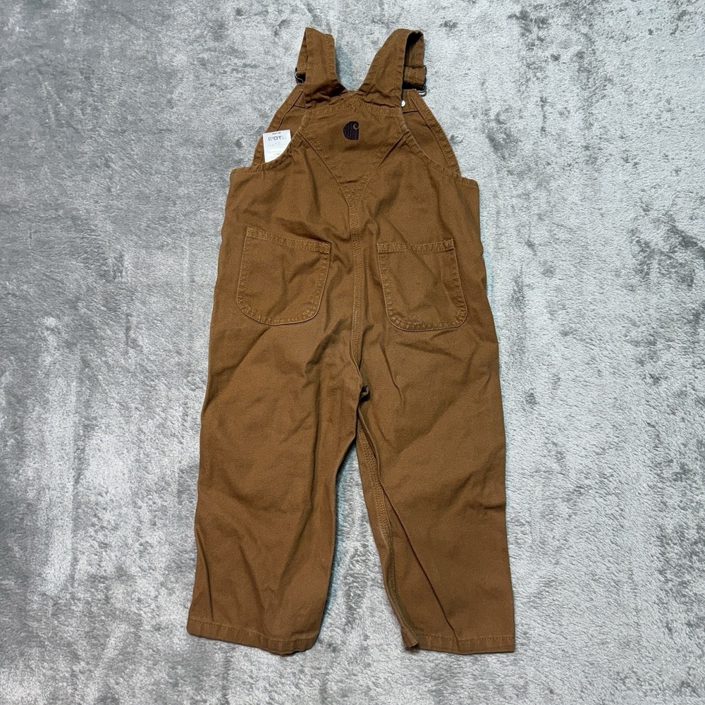 Carhartt Double Knee Overalls Toddler Size 2T Brown Duck Canvas Bibs - Picture 6 of 8